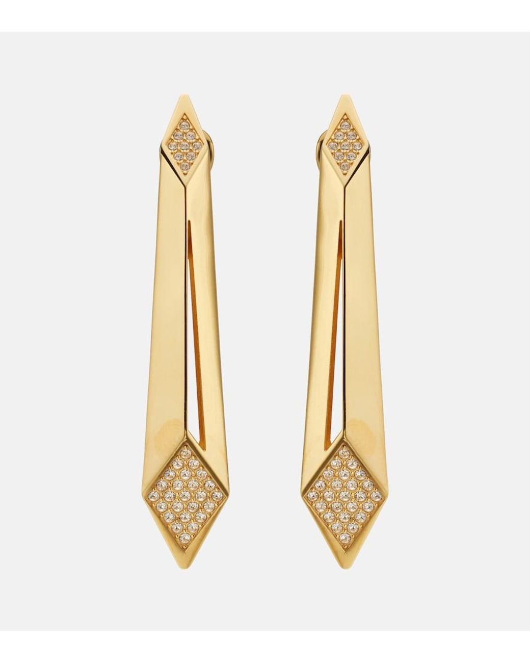 Versace Metallic Crystal-Embellished Drop Earrings