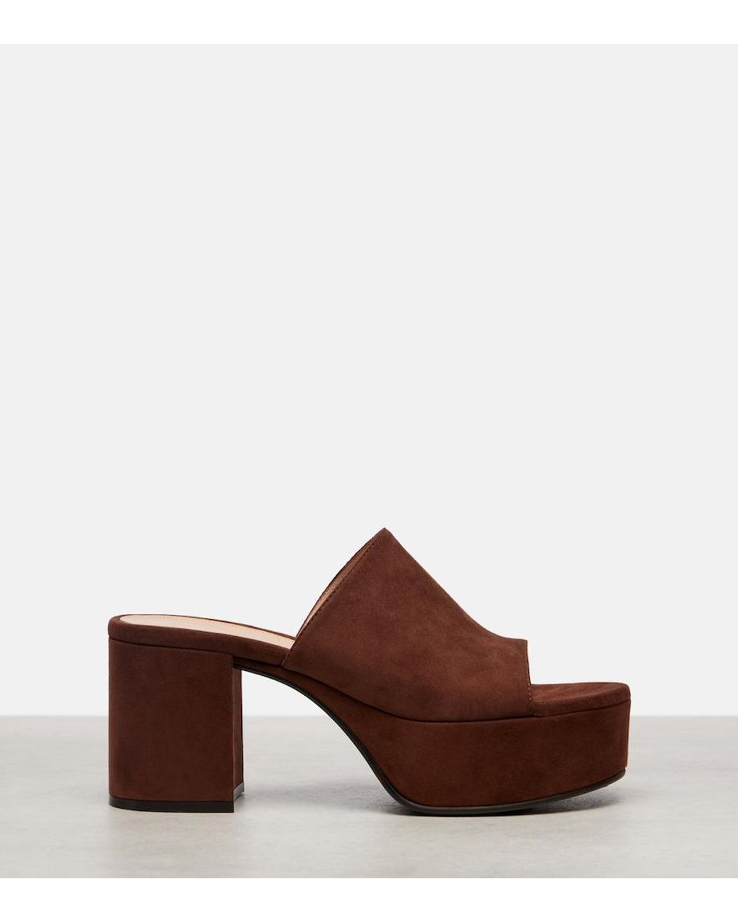 Gianvito Rossi Brown Suede Platform Mules