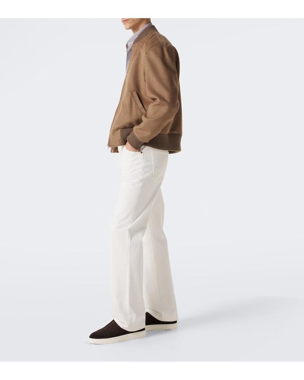 Santoni Brown Suede Slip-On Sneakers for men