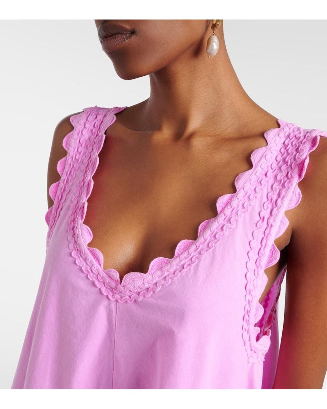 Juliet Dunn Pink Embroidered Cotton Poplin Minidress