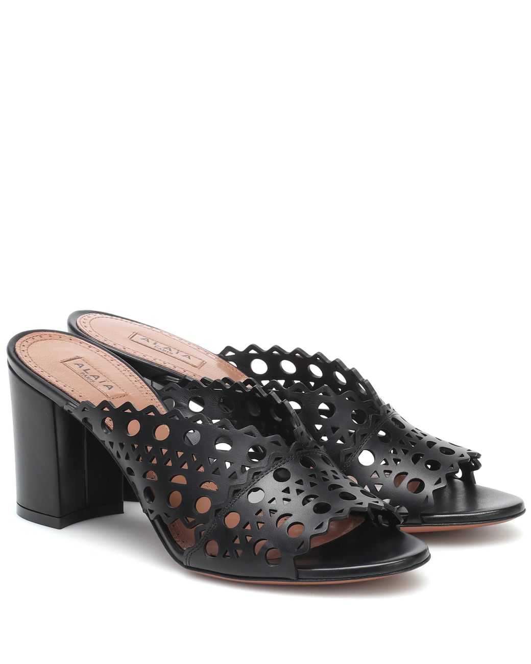 alaïa ankle ring flat leather mules