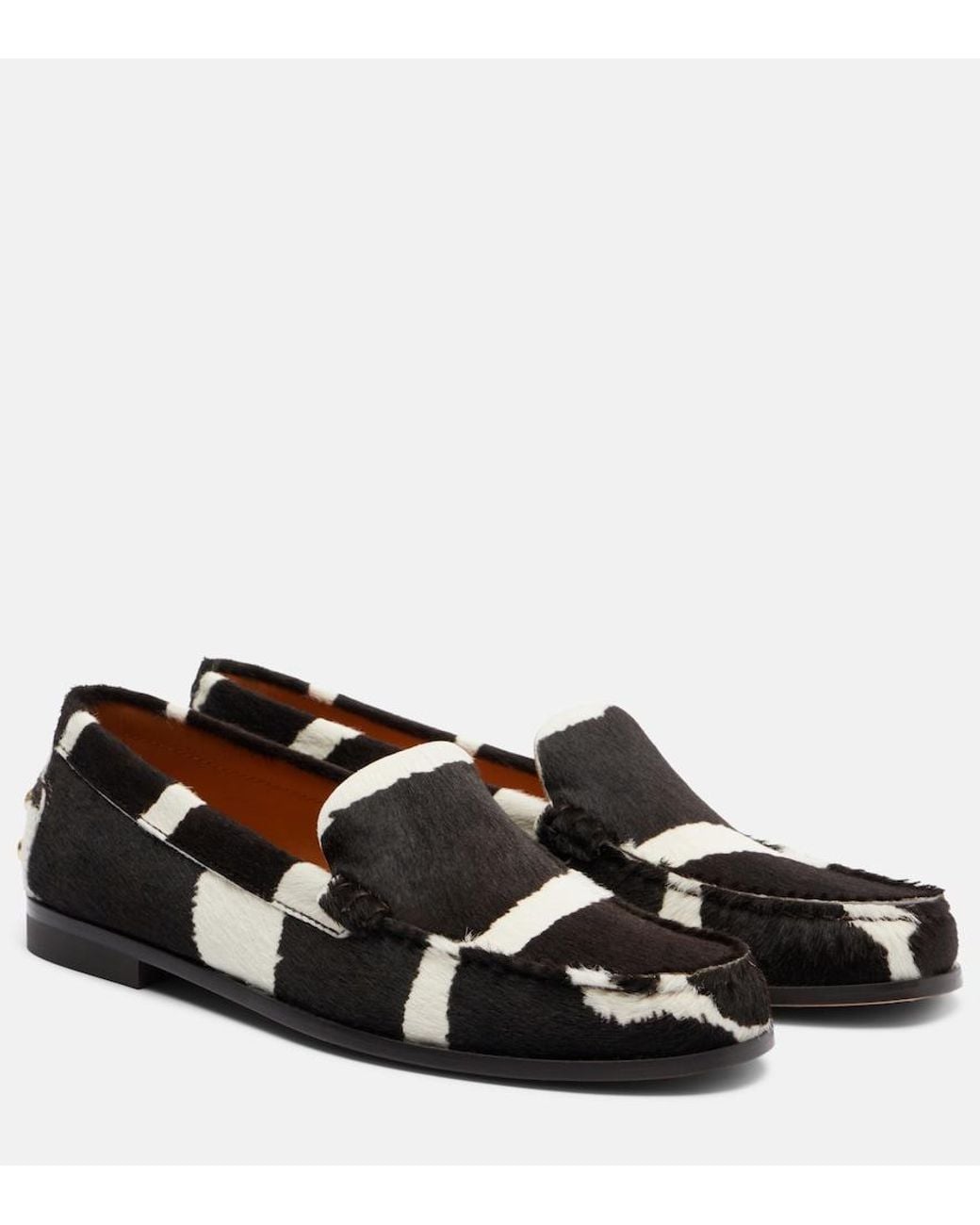 Tod's Black Printed Calf Hair Loafers