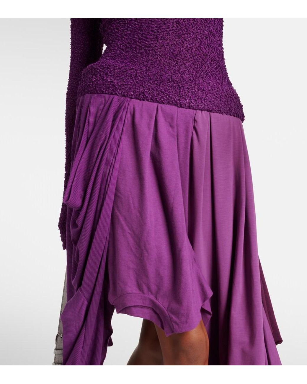 Acne Purple Damage Pleated Cotton Midi Dress