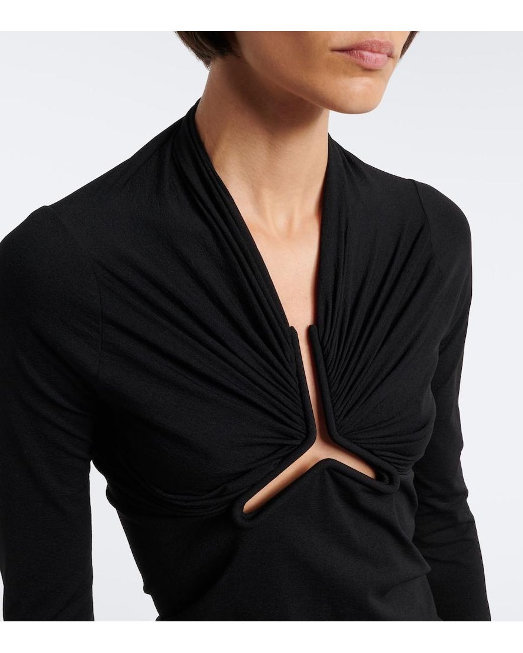 Rick Owens Black Allanah Gathered Jersey Top