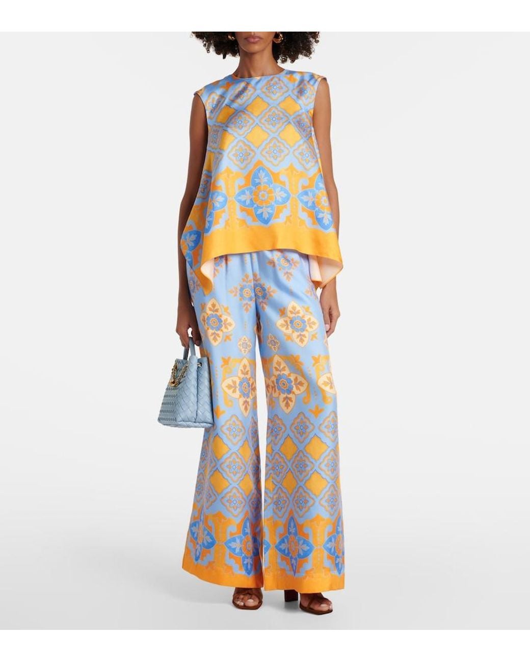LaDoubleJ Yellow San Carlo Printed Silk Twill Top
