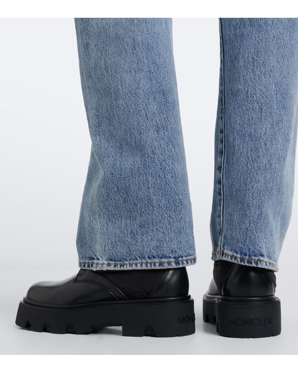 Moncler Black Aurea Leather Ankle Boots