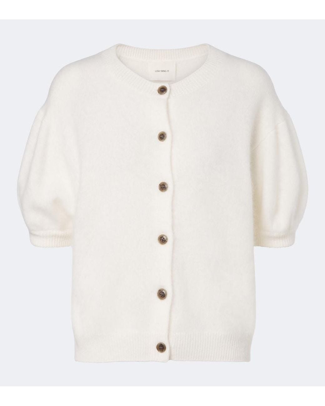 Lisa Yang White Lucianne Brushed Cashmere Cardigan