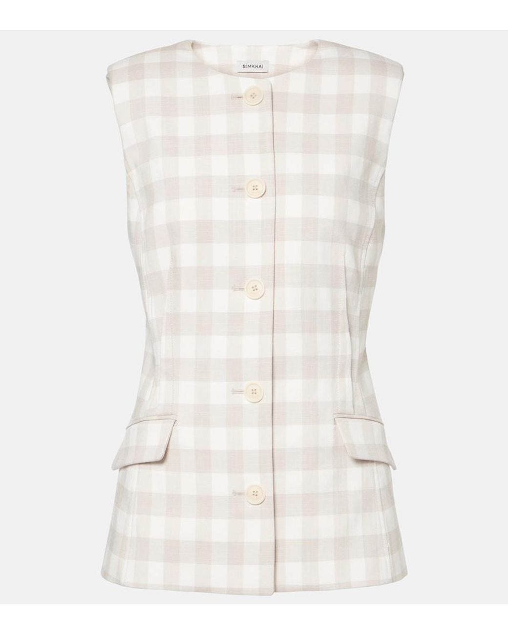 Jonathan Simkhai Natural Calliope Gingham Vest