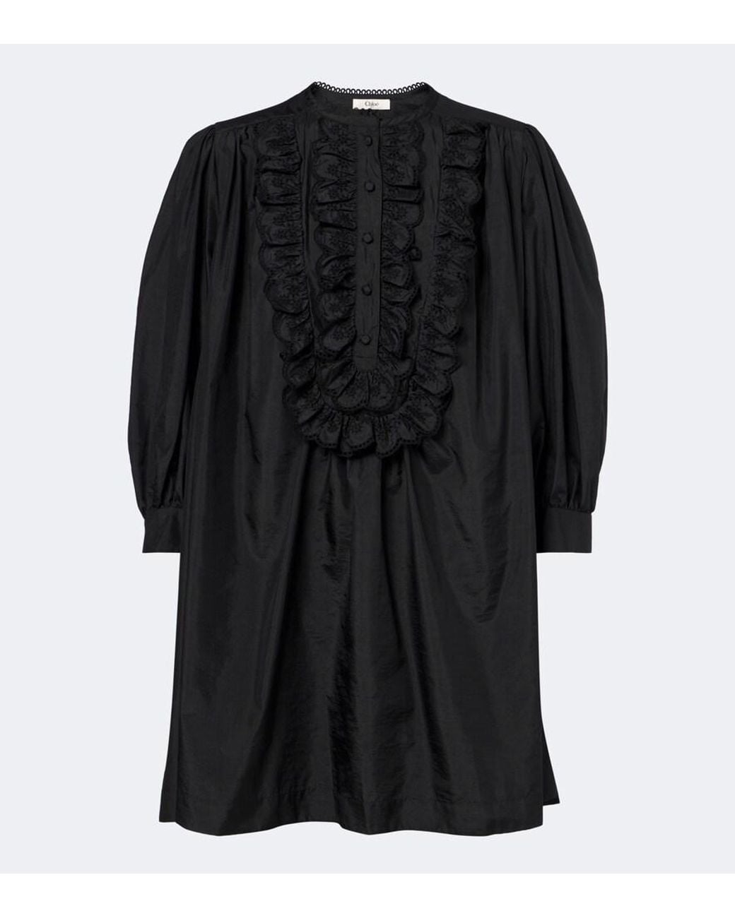Chloé Black Ruffled Taffeta Minidress