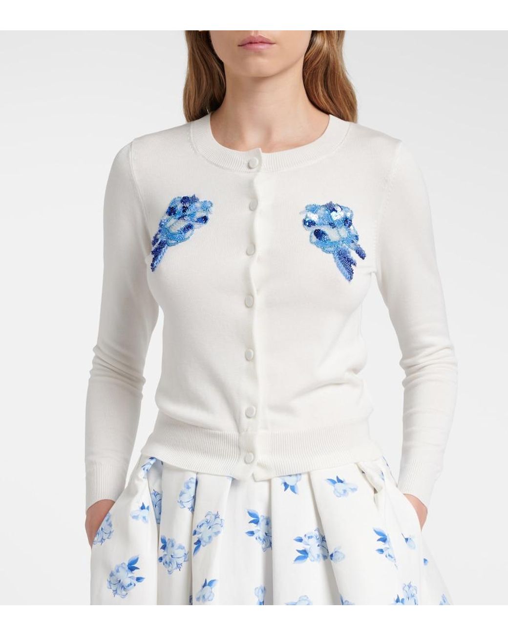 LEO LIN Blue Claire Embellished Cardigan