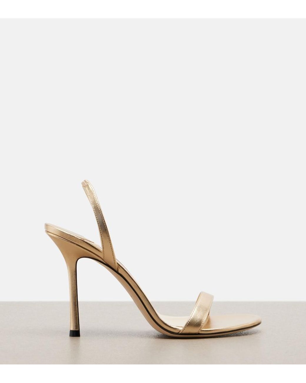 Jimmy Choo Natural Jenn Metallic Leather Slingback Sandals