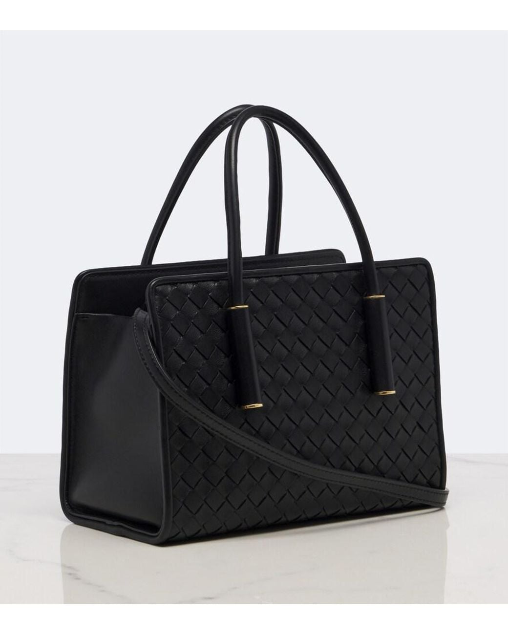 Bottega Veneta Black Barbara Small Leather Top-Handle Bag