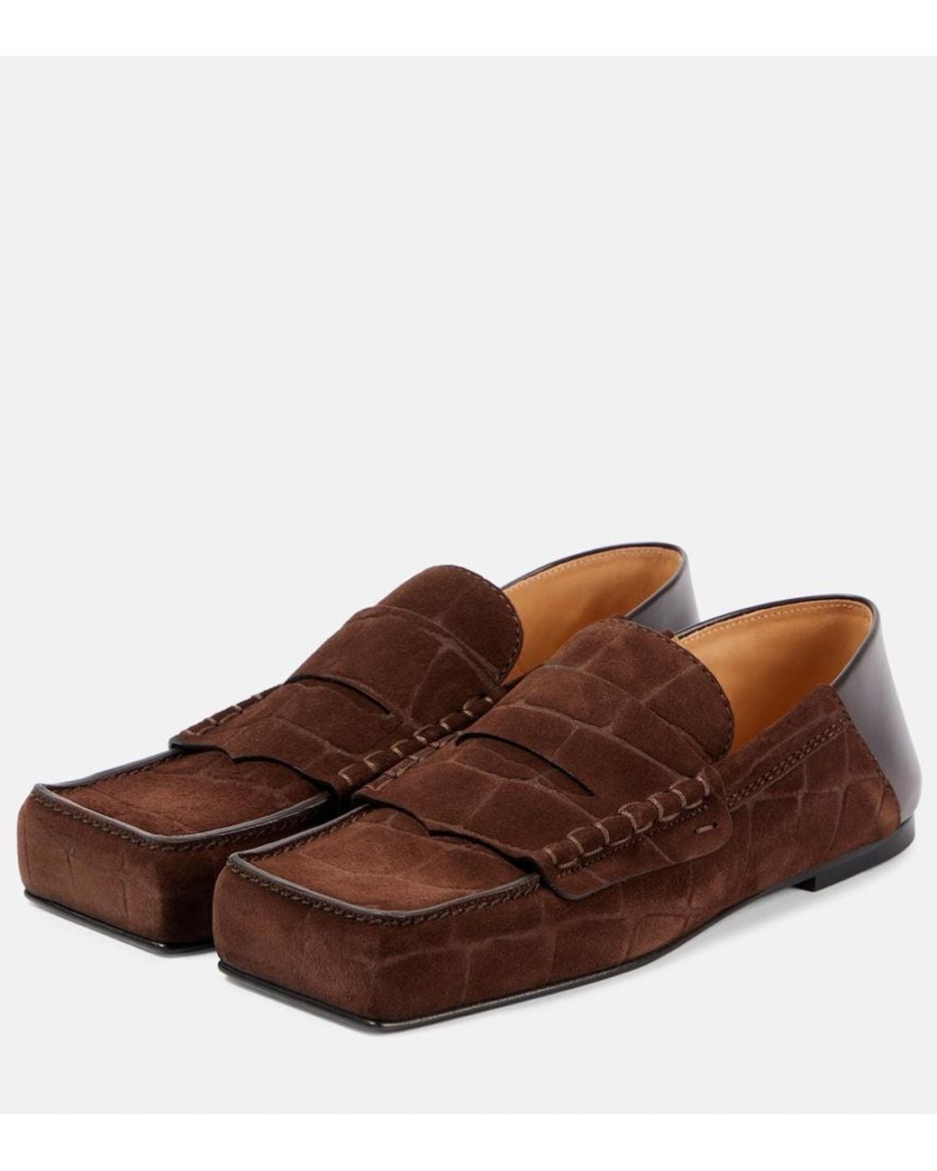 Jacquemus Brown Carre Leather Penny Loafers
