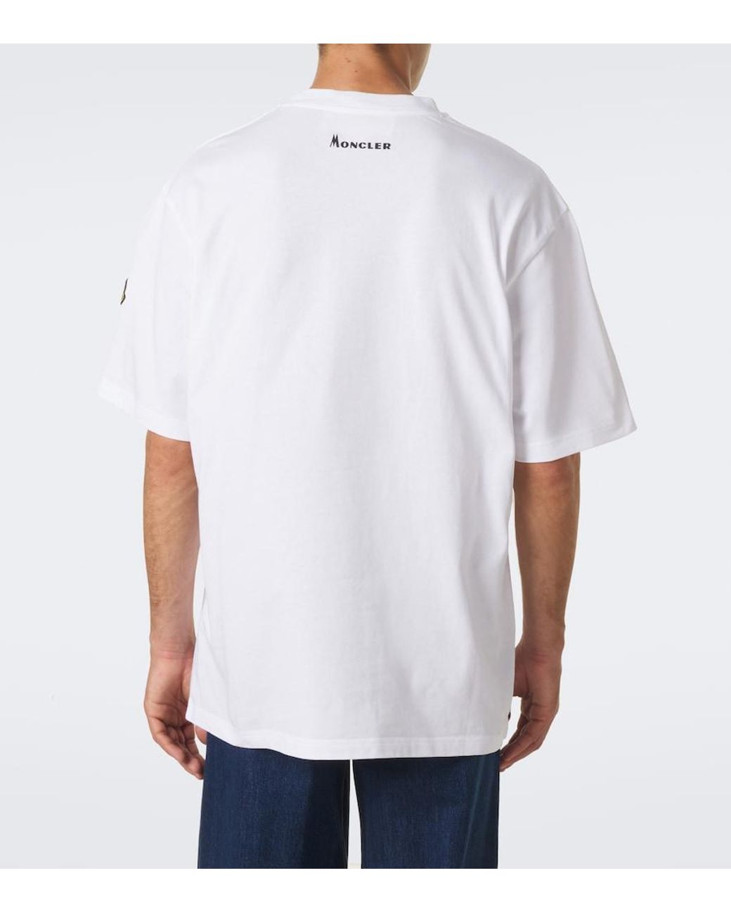 Moncler White Logo Printed Cotton Jersey T-Shirt for men