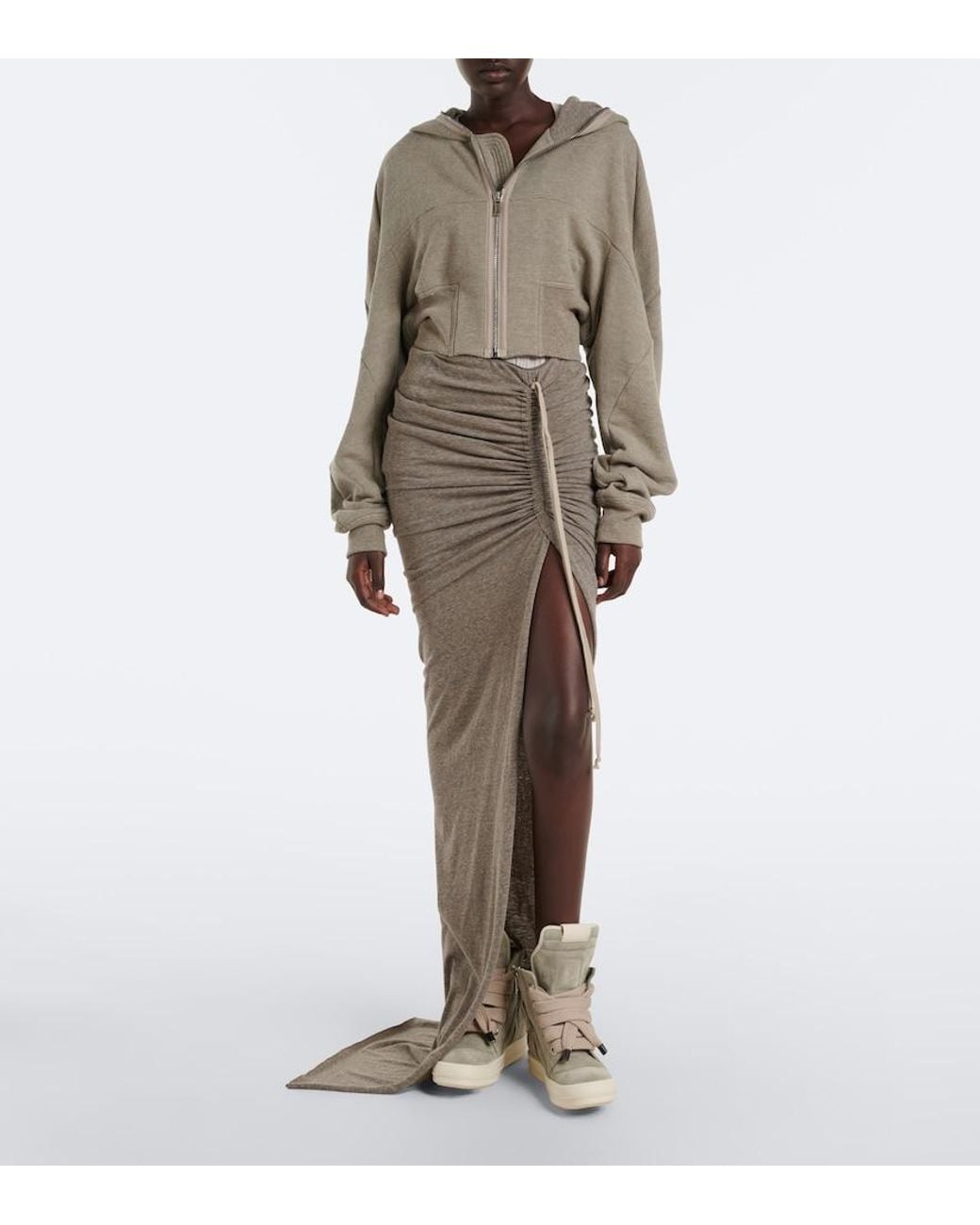 Rick Owens Gray Geobasket Suede High-Top Sneakers