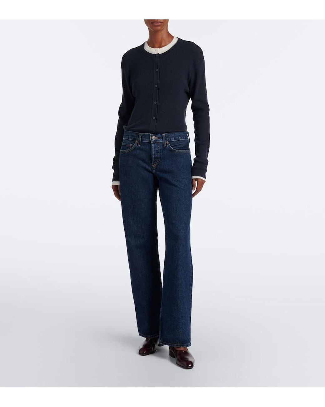 Agolde Blue Low Rise Loose Wide-Leg Jeans