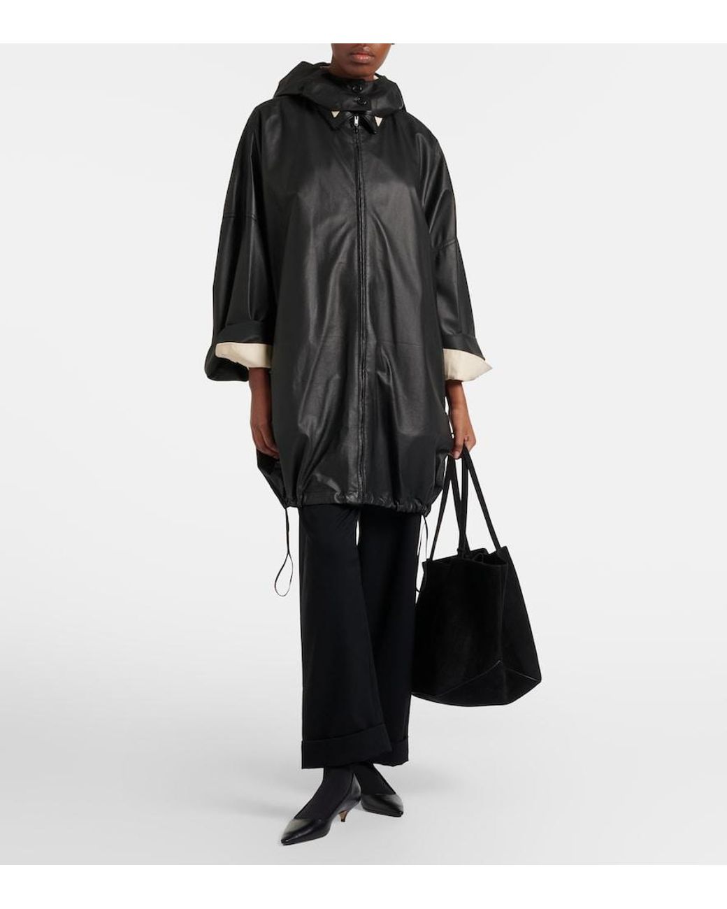 The Row Black Park Three Edge Suede Tote Bag