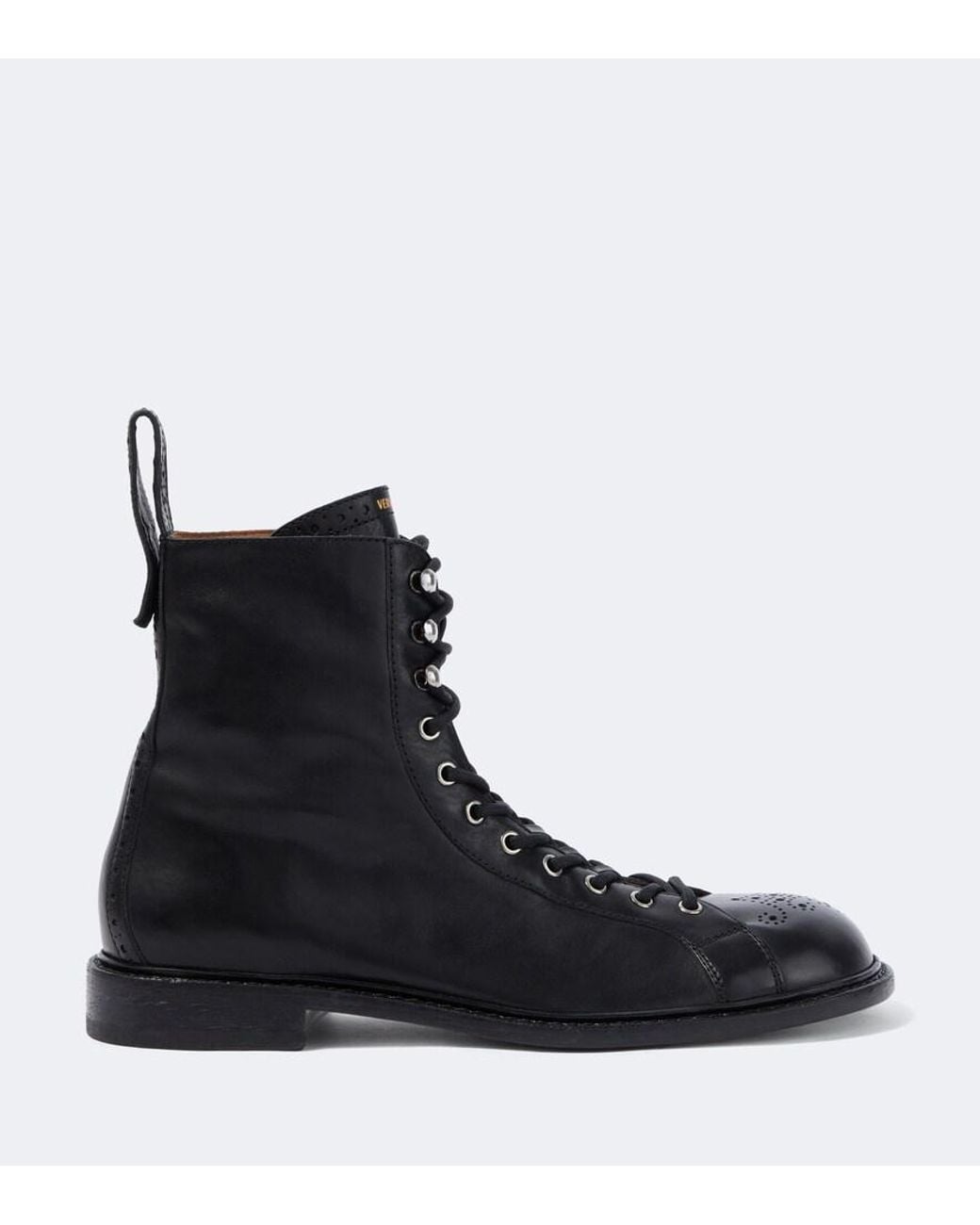 Versace Black Billy Perforated Leather Combat Boots for men