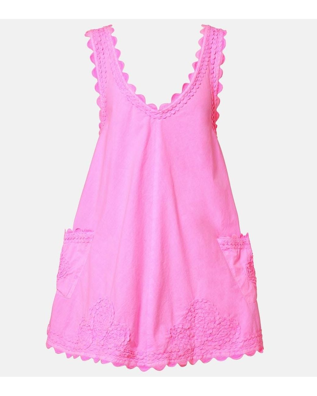 Juliet Dunn Pink Embroidered Cotton Poplin Minidress