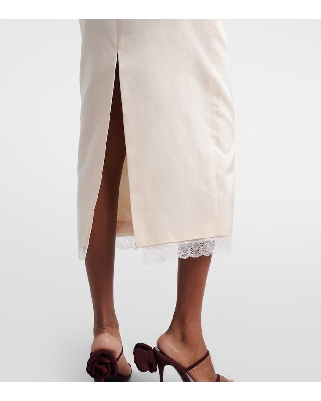 Magda Butrym White Lace-Trimmed Cotton And Silk Midi Dress