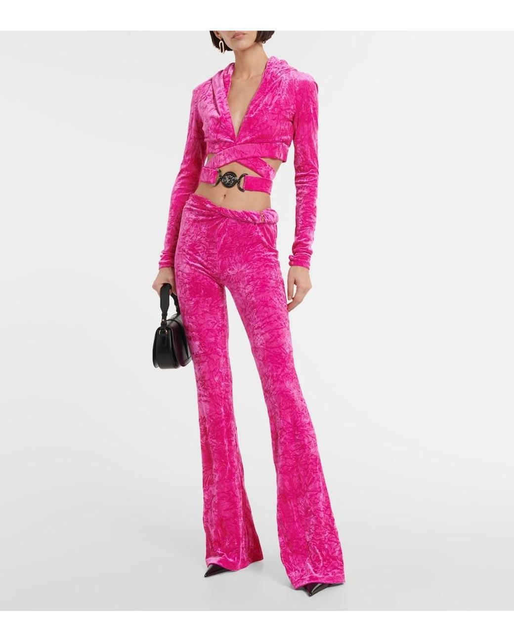 Versace Pink Flared Velvet Pants