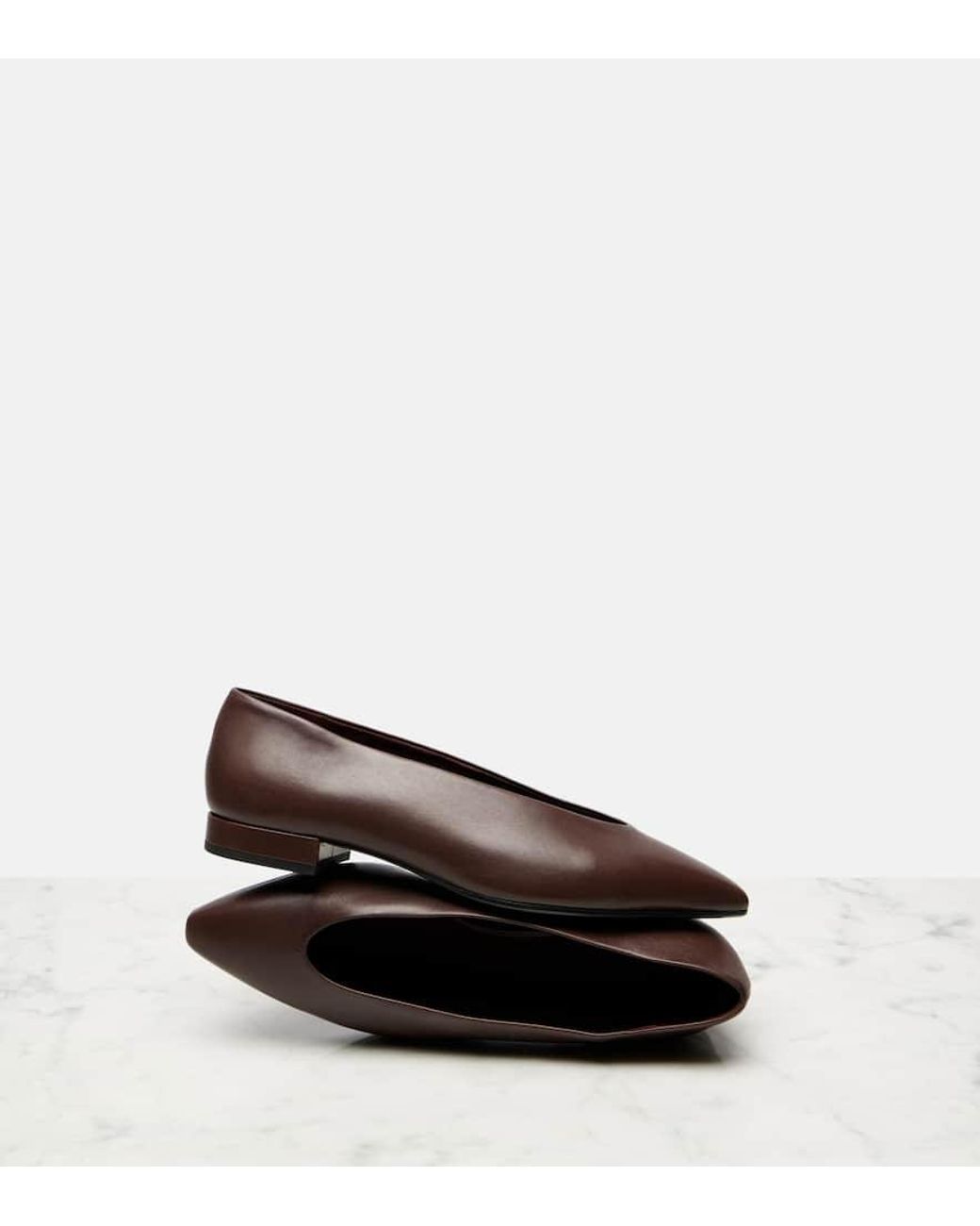Loro Piana Brown Rebecca Leather Ballet Flats