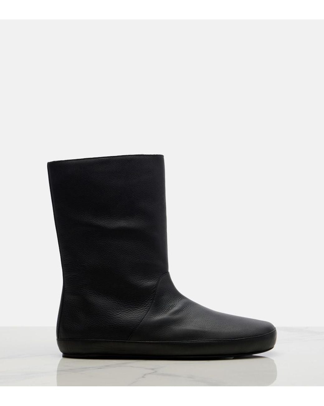 The Row Black Toni Shearling-Lined Leather Ankle Boots