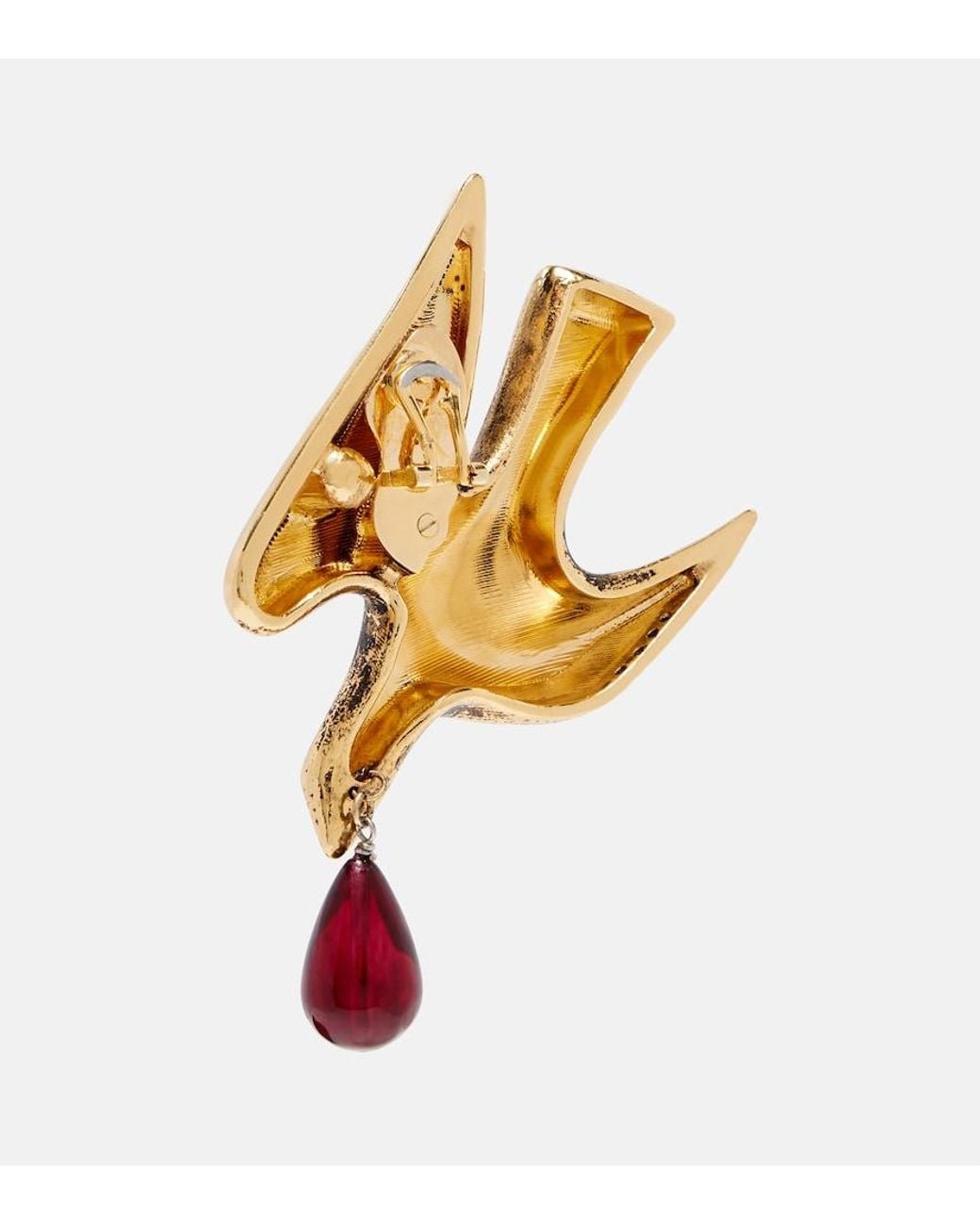 Saint Laurent Metallic Dove Embellished Drop Earrings