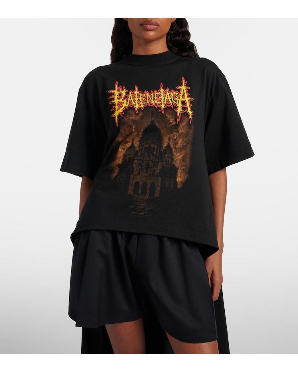 Balenciaga Black Sacré Caur T-Shirt Mit Schleppe