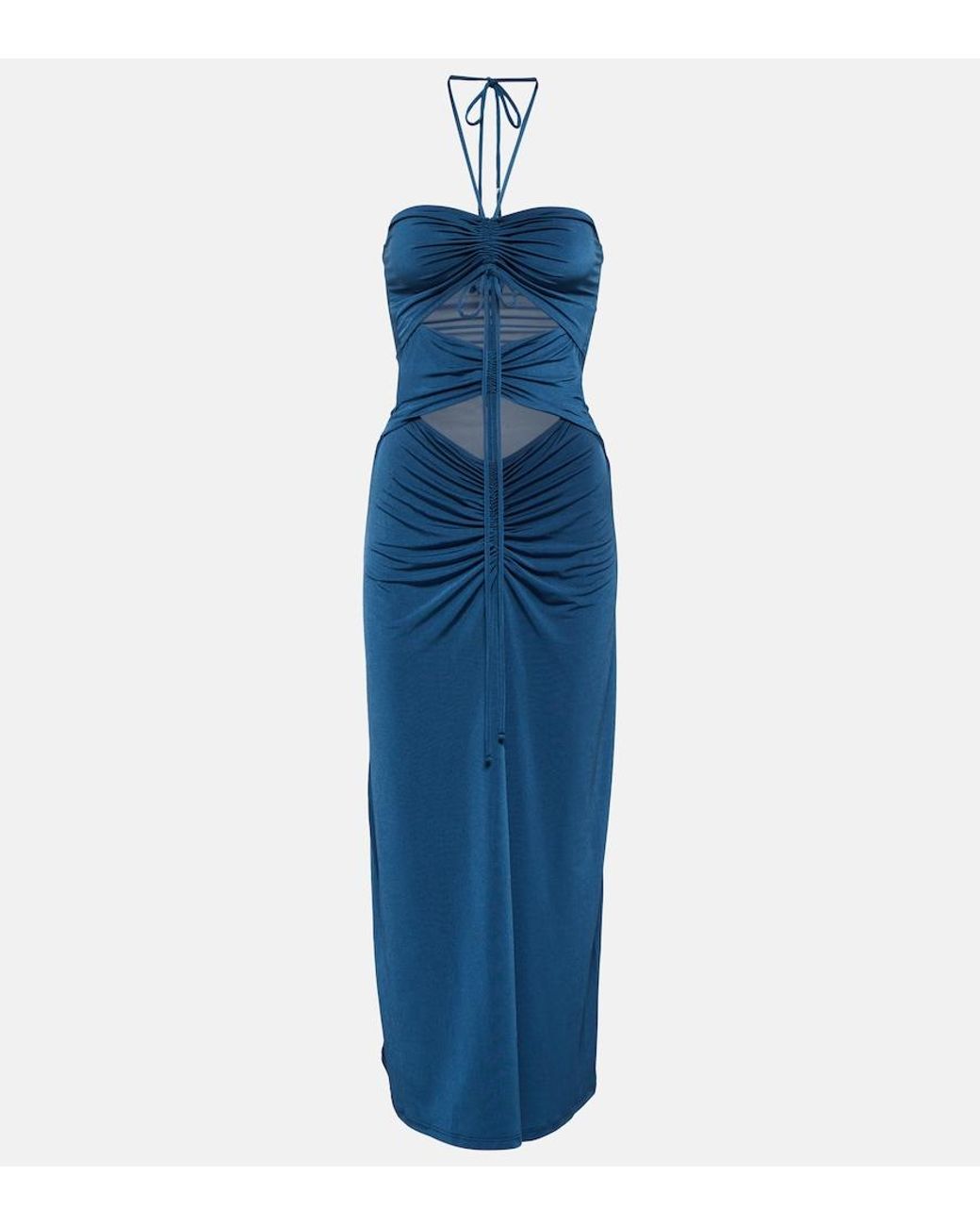 JADE Swim Blue Kira Halterneck Cutout Midi Dress