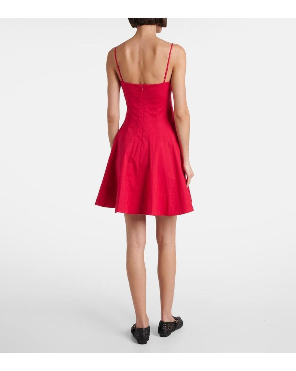 Staud Red Minikleid Wylie Aus Baumwolle
