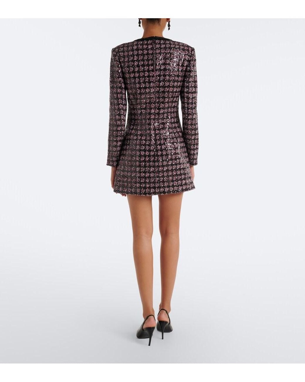 Self-Portrait Brown Sequined Boucle Minidress