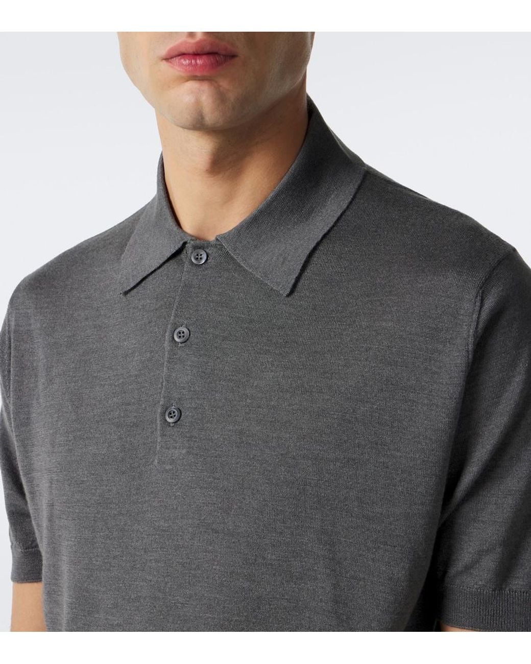 Prada Gray Cashmere And Silk Polo Shirt for men