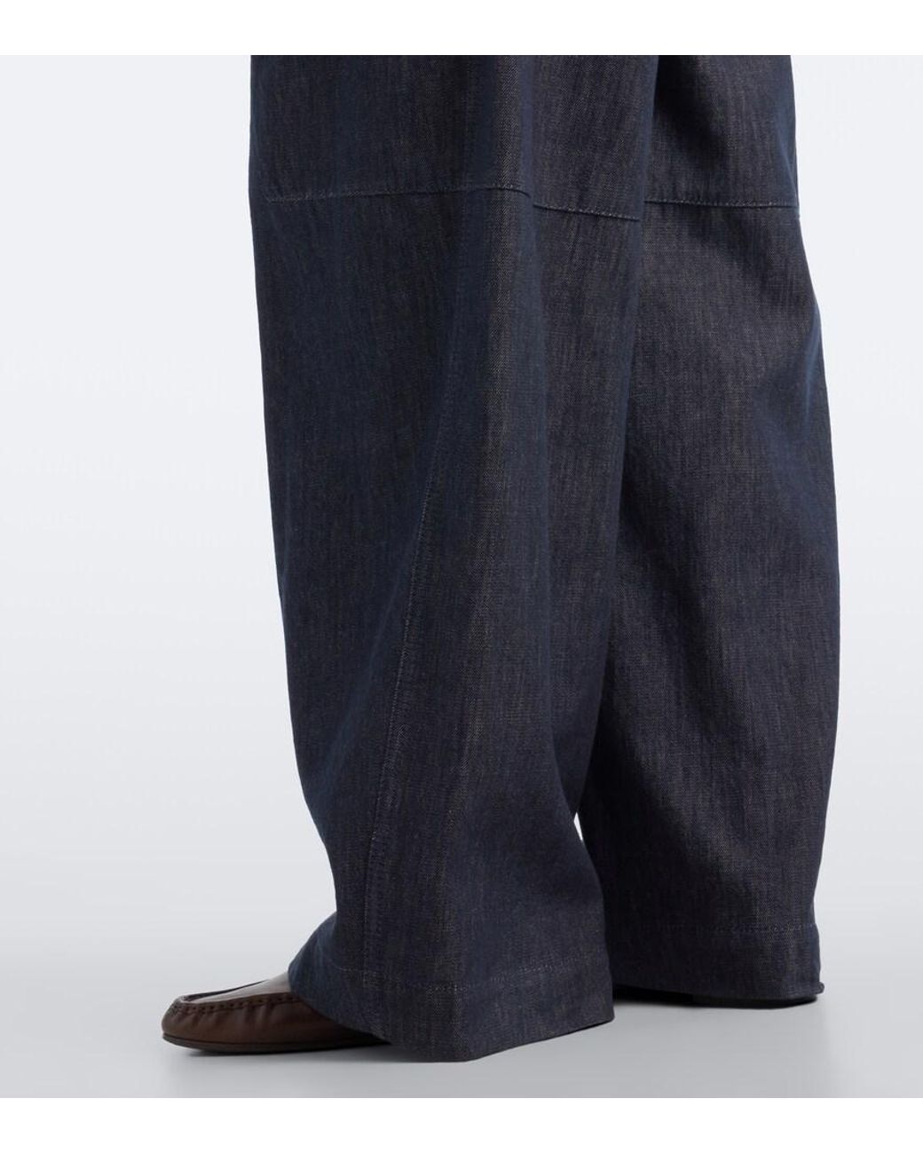 Brunello Cucinelli Blue Monili Pleated Wide-Leg Jeans
