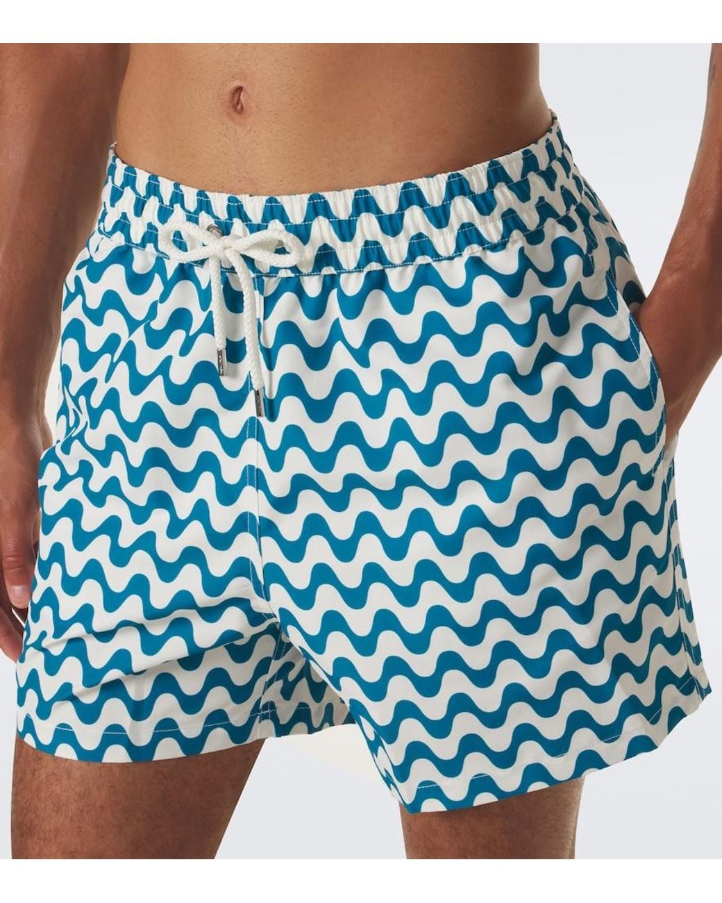 Frescobol Carioca Blue Santos Printed Swim Trunks for men