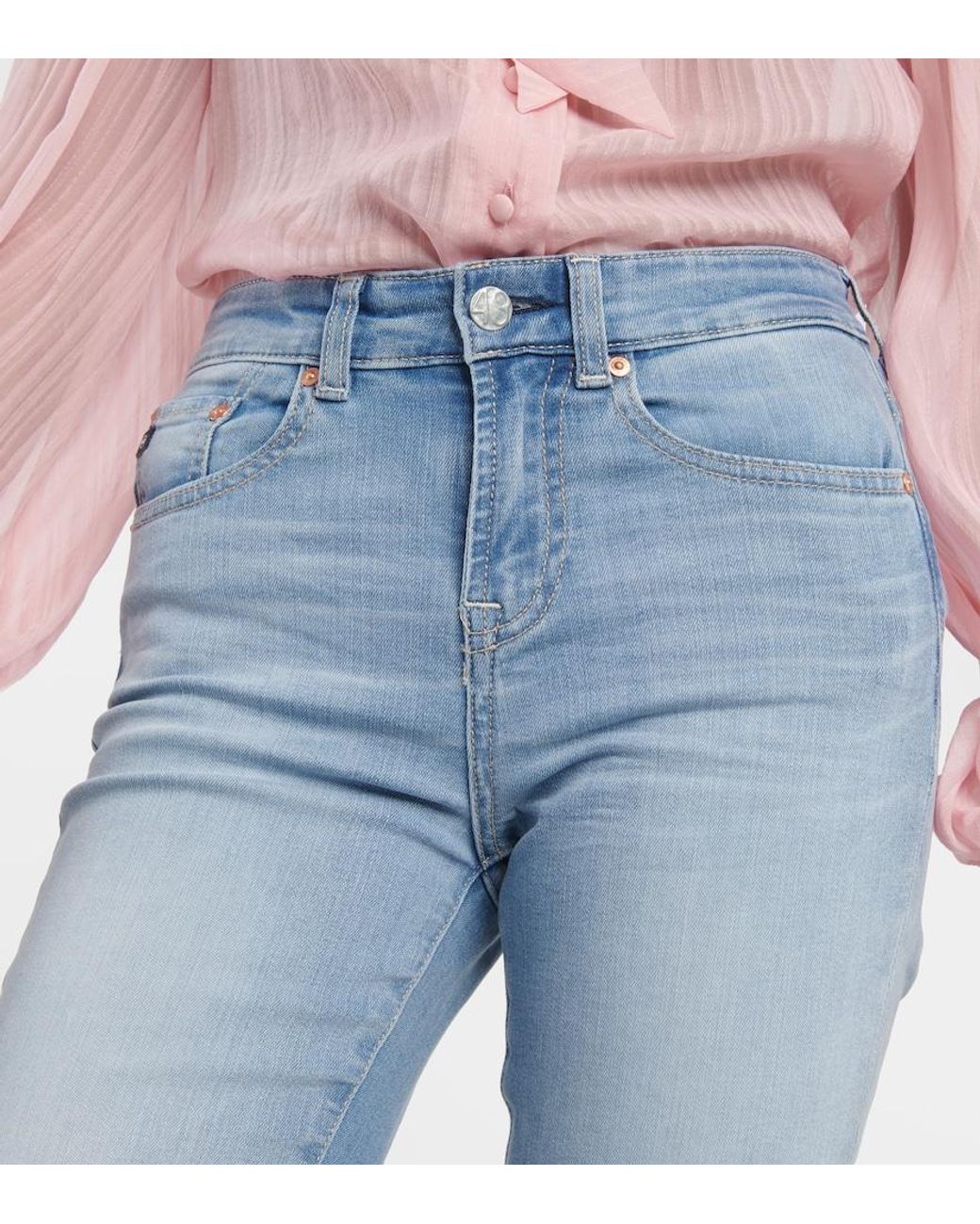 AG Jeans Blue Embroidered Flared Jeans