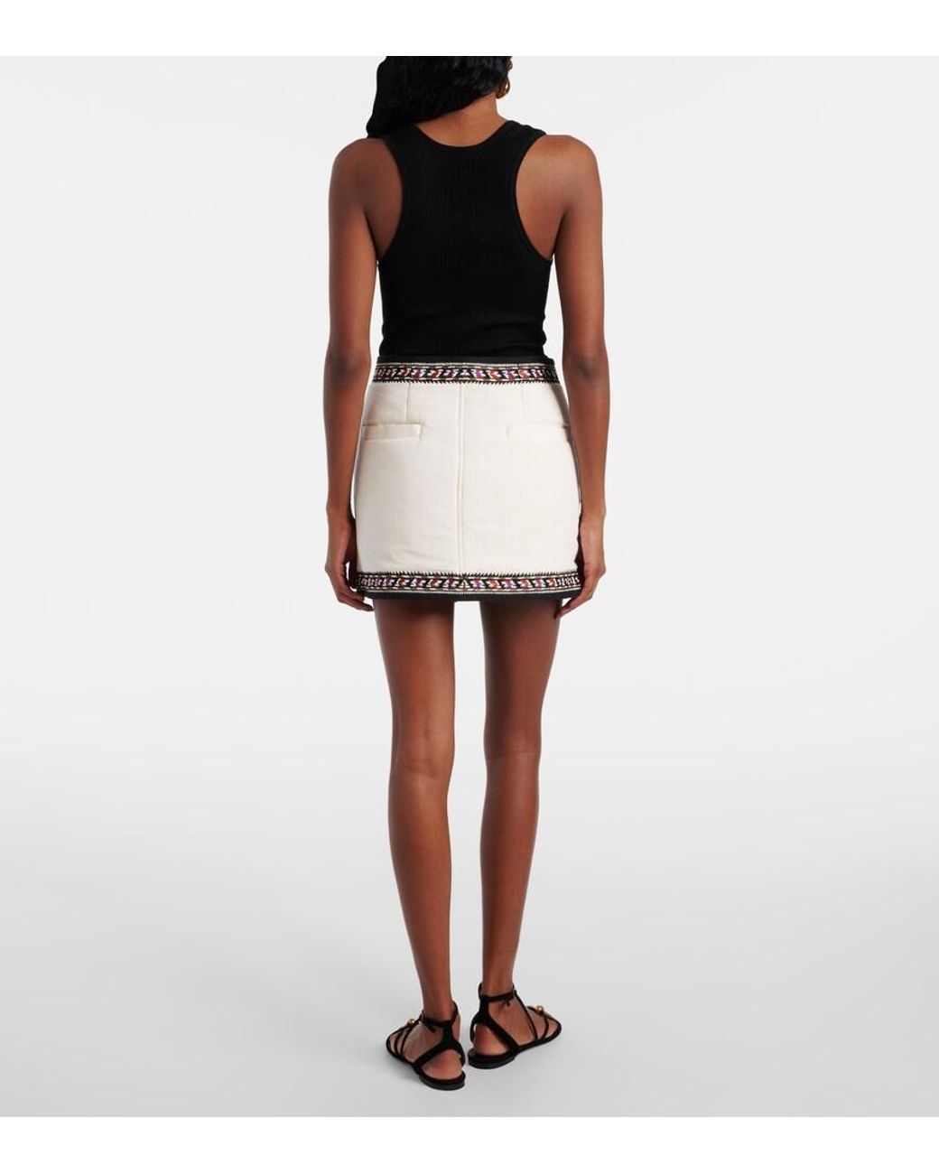 Isabel Marant Metallic Zeria Embroidered Cotton Miniskirt