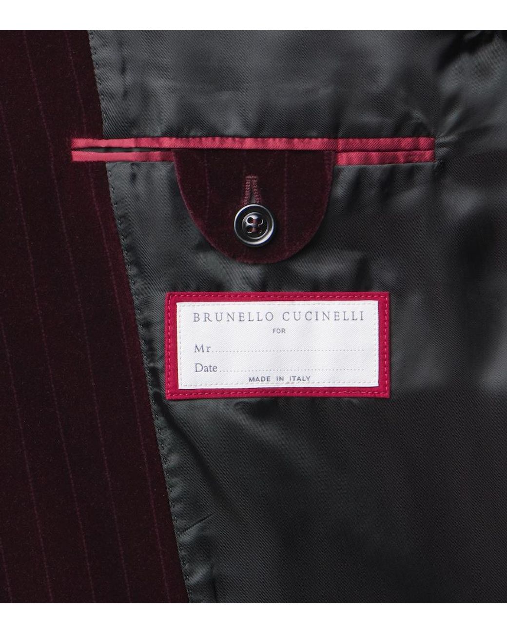 Brunello Cucinelli Red Pinstripe Cotton Velvet Double-Breasted Blazer for men