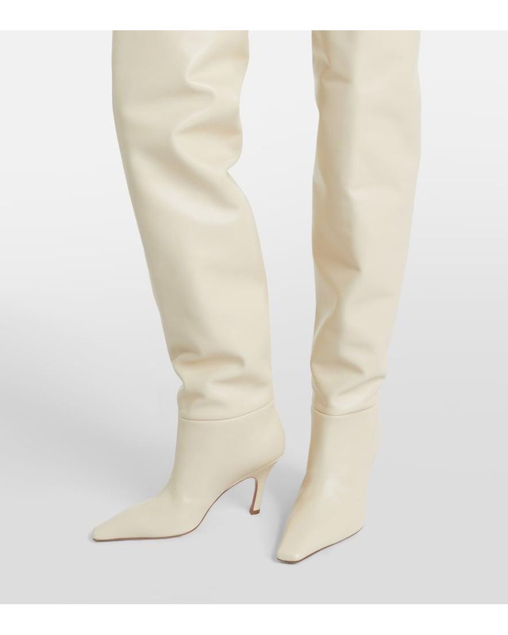 AMINA MUADDI White Jamie 80 Leather Over-The-Knee Boots
