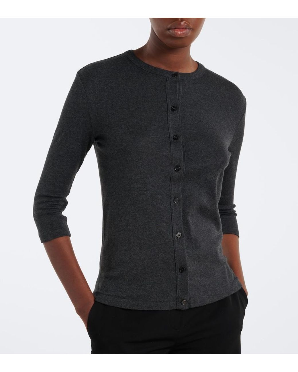 The Row Black Alena Cotton, Cashmere, And Silk Cardigan