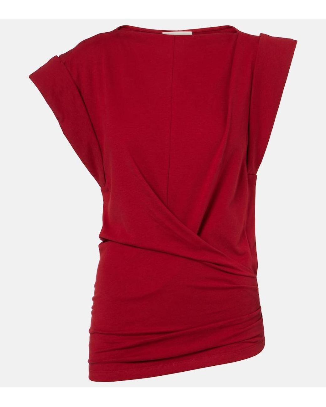 Isabel Marant Red Draped Cotton Jersey Top