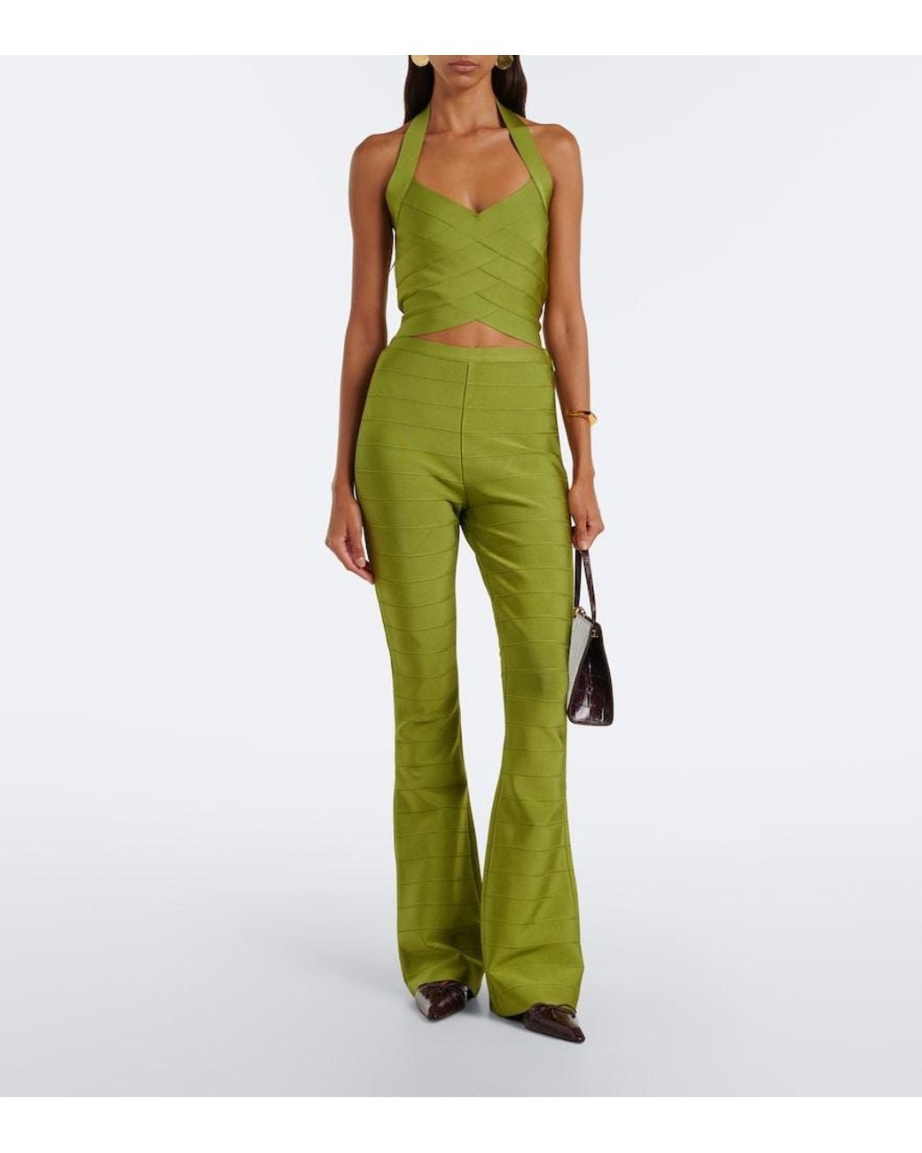 retroféte Green Pippa Flared Pants