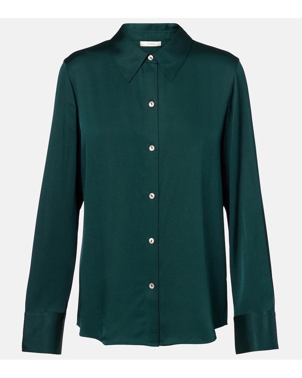 Vince Green Silk-Blend Satin Shirt