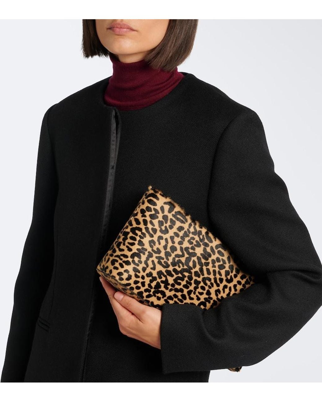 Amanu Metallic Mali Leopard-Print Calf Hair Clutch