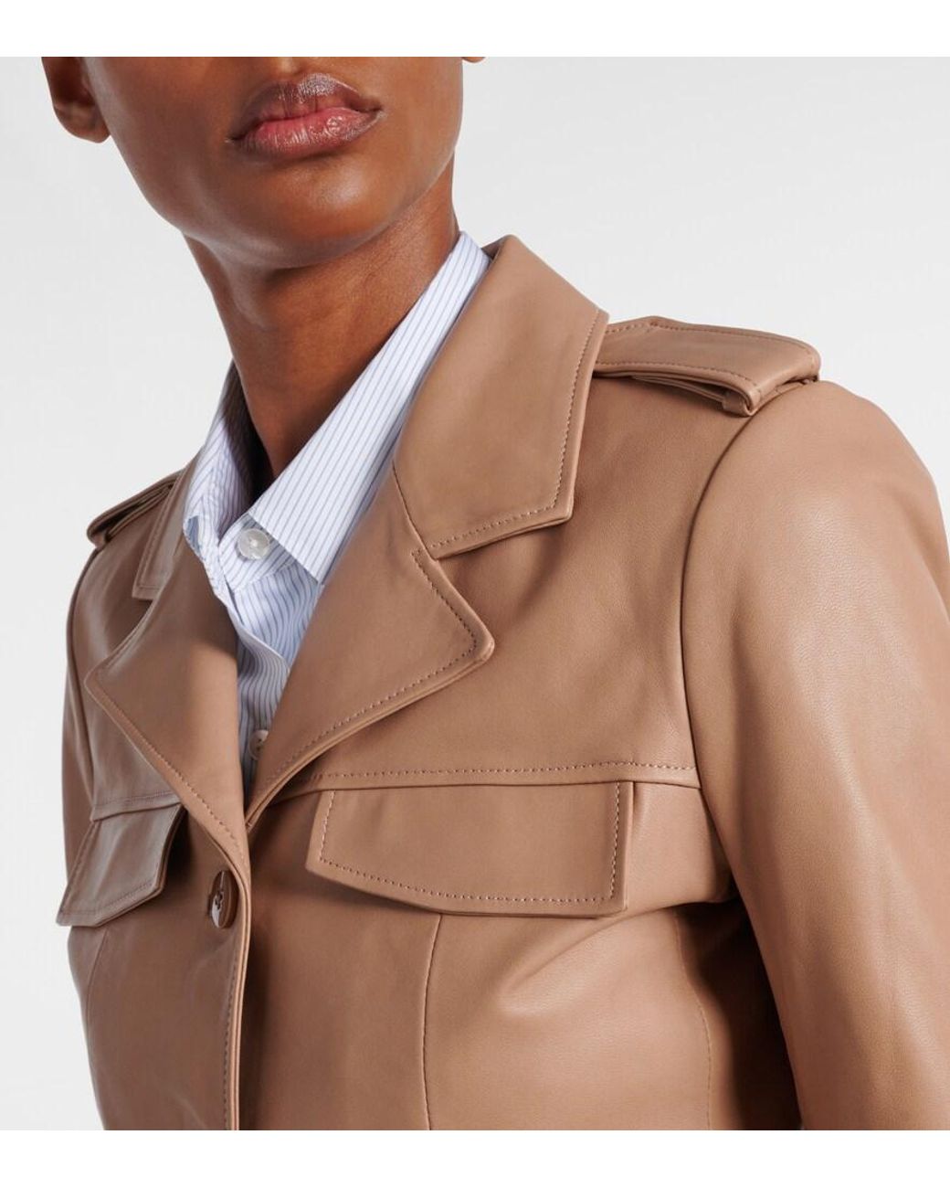 Dorothee Schumacher Natural Sleek Statement Cropped Leather Jacket