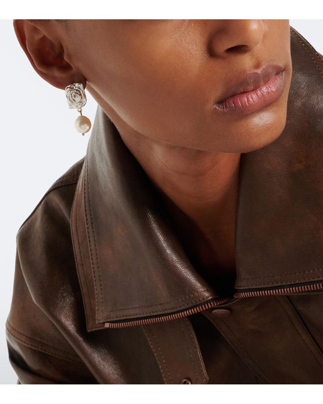 Magda Butrym White Floral Faux-Pearl Drop Earrings