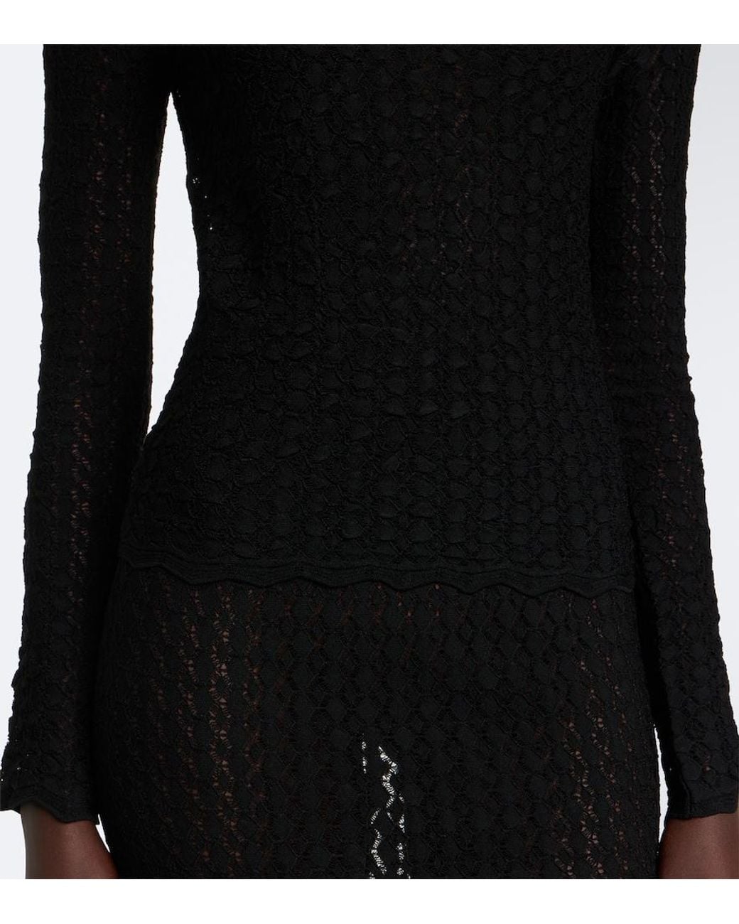 Saint Laurent Black Pointelle Top