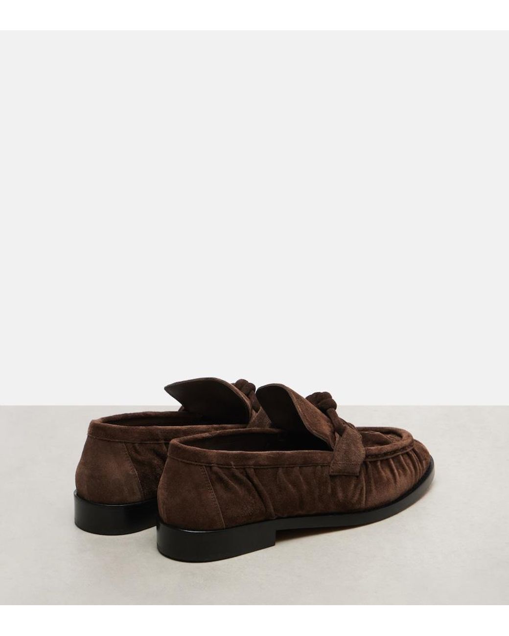 Bottega Veneta Brown Astaire Knot Suede Loafers