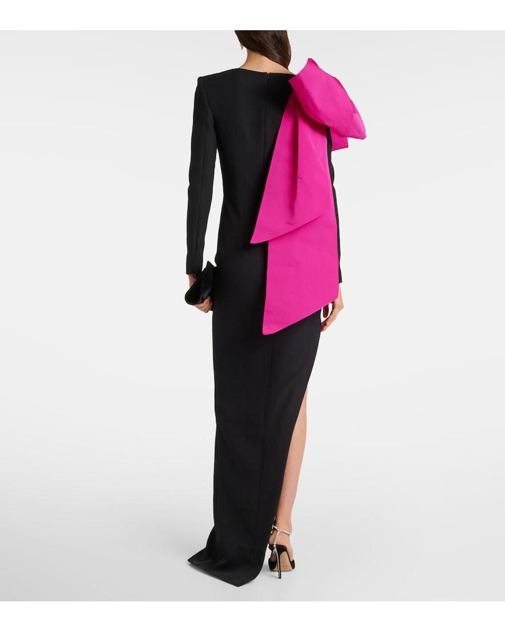 Safiyaa Multicolor Ines Bow-Detail Faille Gown