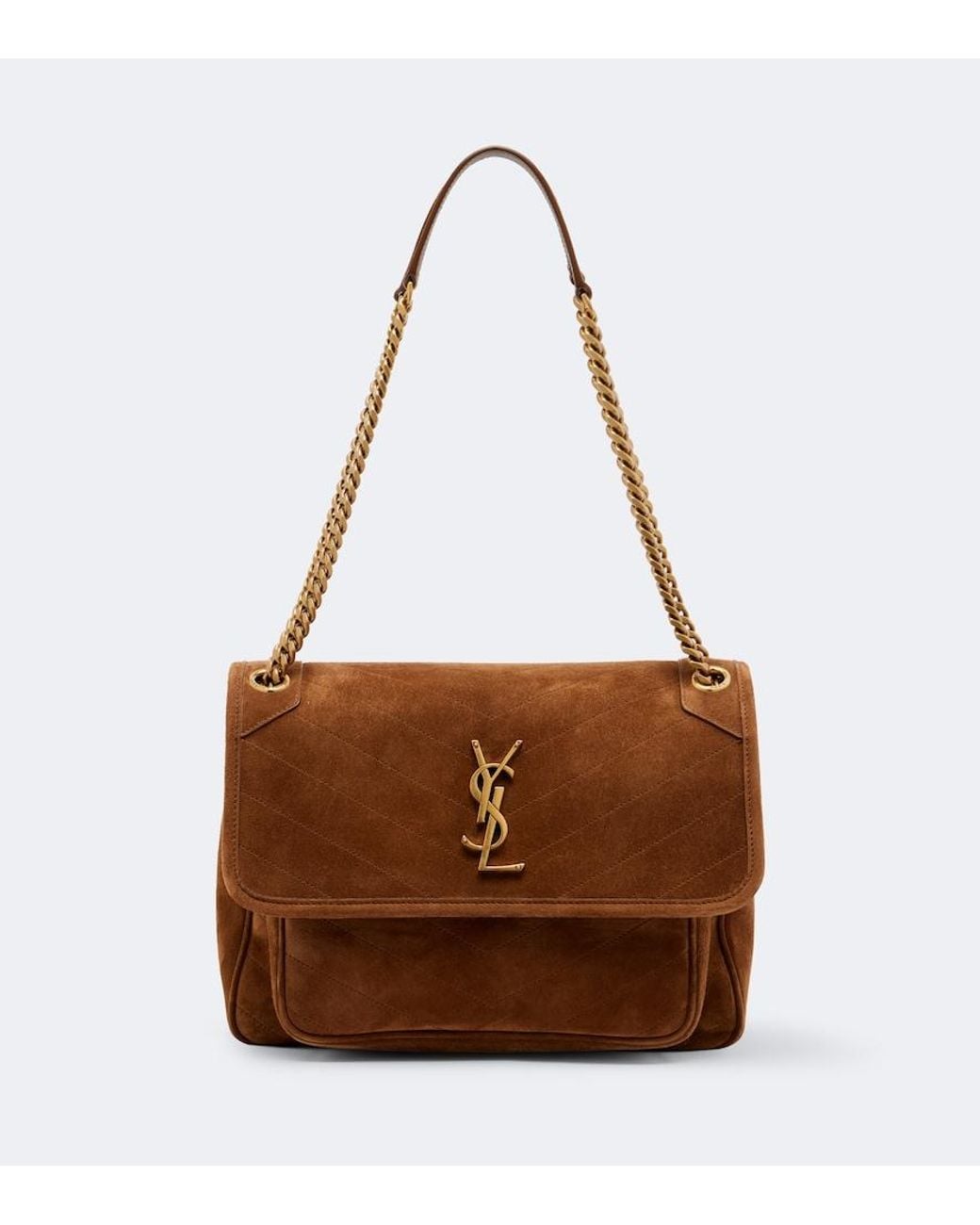 Saint Laurent Brown Niki Medium Suede Shoulder Bag